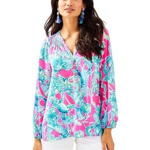 Lilly Pulitzer Elsa Blouse “Lobsters in Love” S